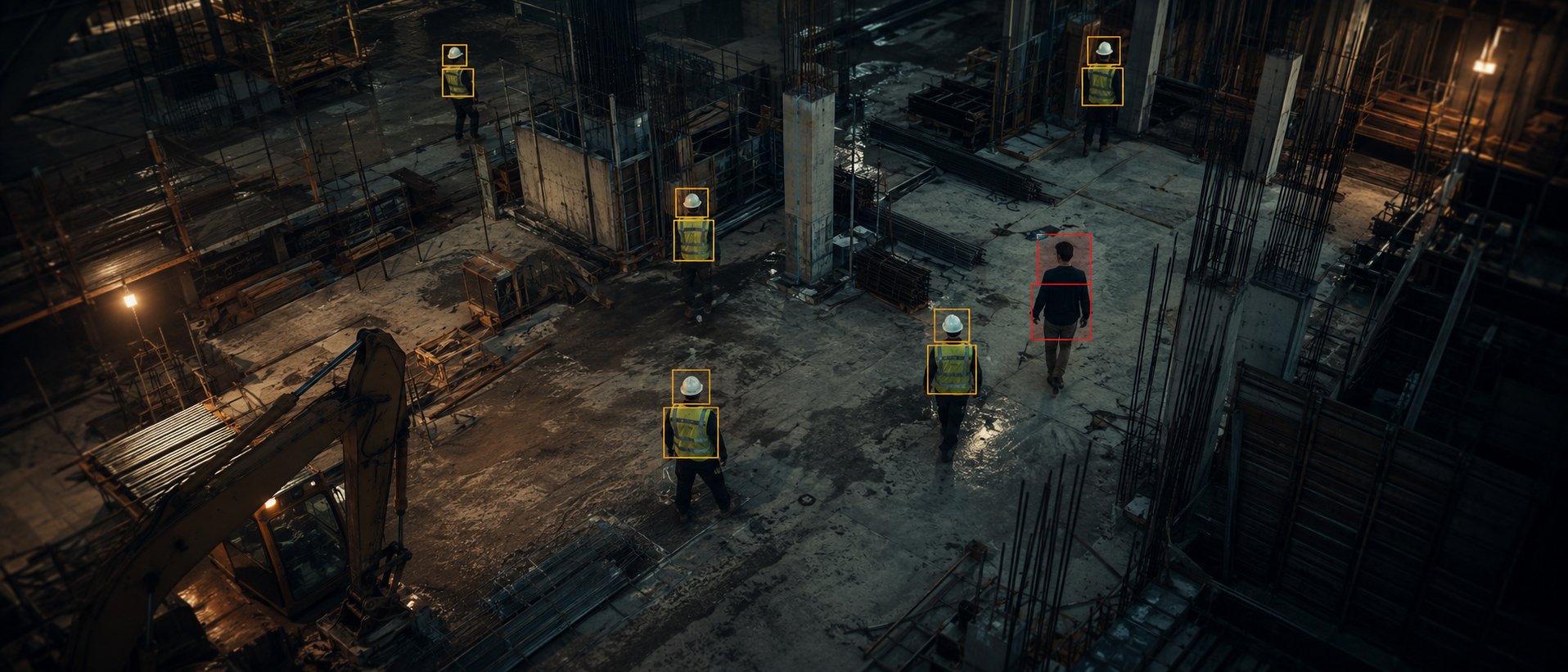 AI compliance monitoring detecting PPE on site