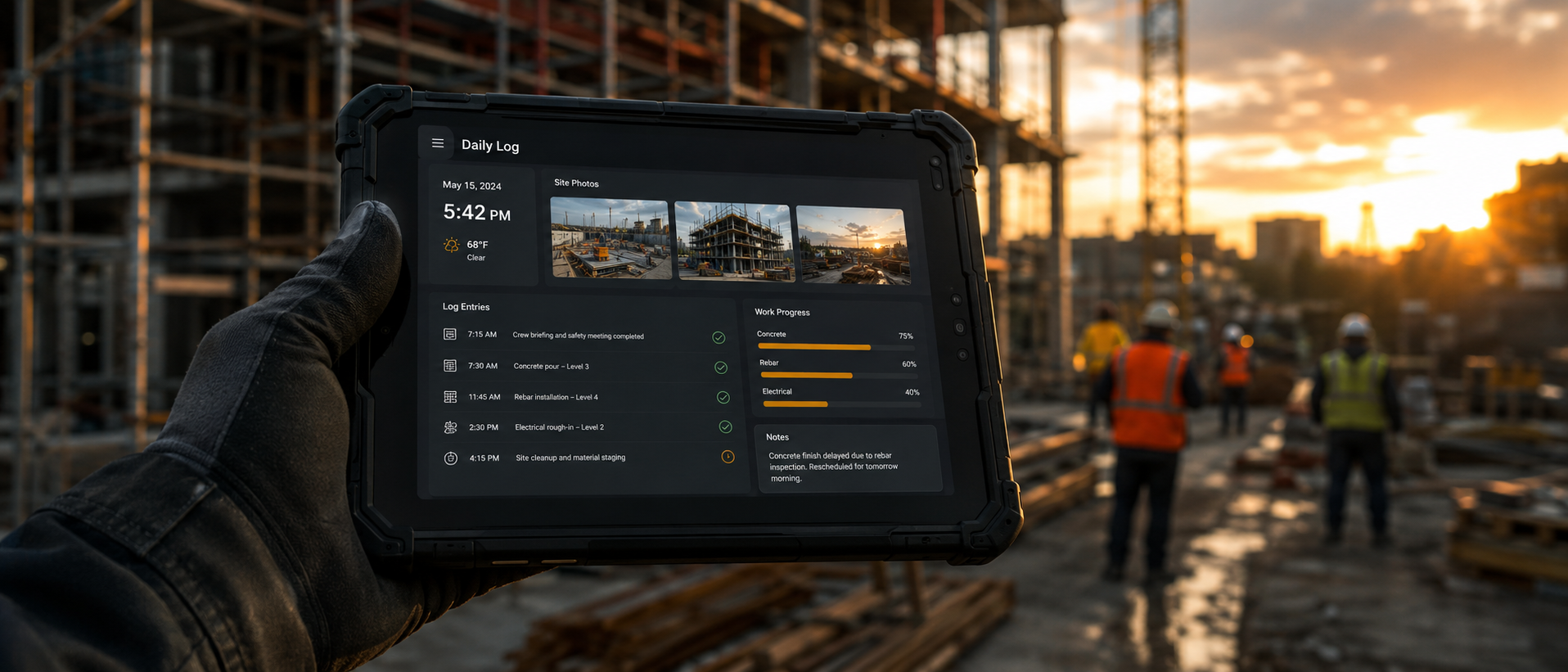 Digital site diary on a rugged tablet