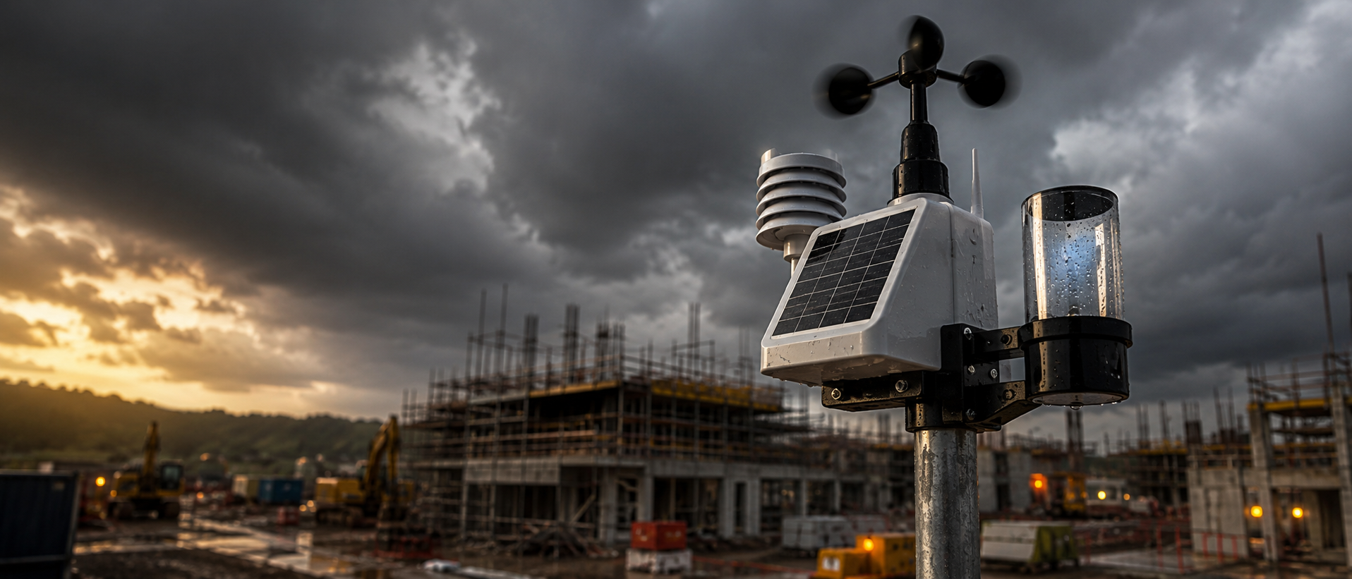 Solar-powered IoT weather station on site